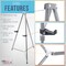 66" High Gallery Silver Metal Display Easel (4 Pack) - Large Adjustable Height Portable Easel Stand, Sign Display, Holds 25 lbs - Floor & Tabletop Easels, Painting Stand